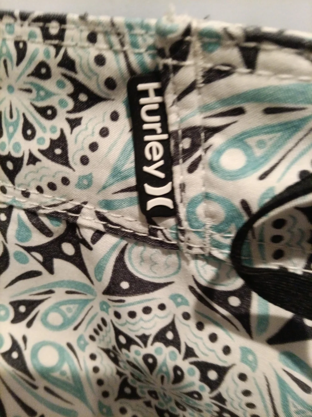 Hurley Mint & Black Paisley Swim Shorts Size 36